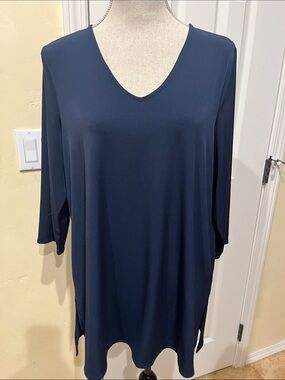 Alfani Navy V-Neck Tunic Top